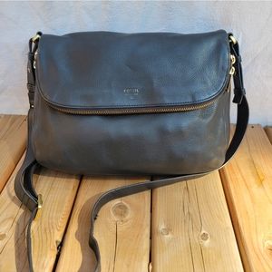 Navy blue Preston leather Fossil crossbody